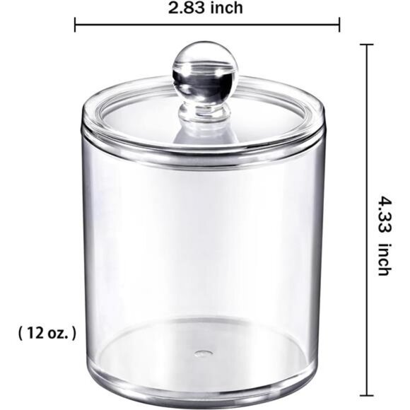 Plastic Acrylic Bathroom Vanity Countertop Canister Jars with Storage Lid - Picture 4 of 7
